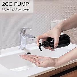 Yebeauty Pump Bottle Dispenser, 10oz 300ml Empty Plastic Shampoo Conditioner Dispenser, Refillable Shower Soap Dispenser Pump Bottle Liquid Containers for Kitchen Bathroom, 2 Pack Black