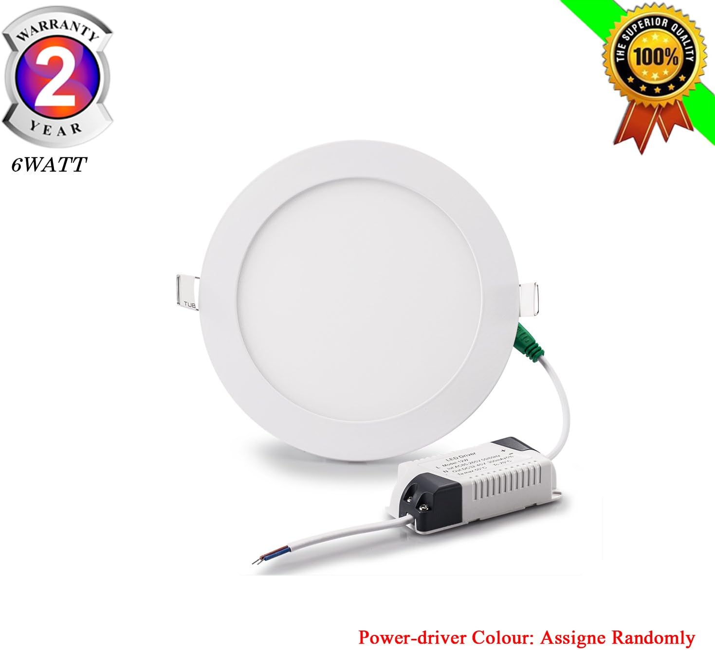6W Flat LED Panel Light, Gianor Ultra-Thin Non-Dimmable Round LED Recessed Panel Light Day White(6000K) Back Hole Size,105mm for Home/Office/Commercial Lighting(AC85-265V)