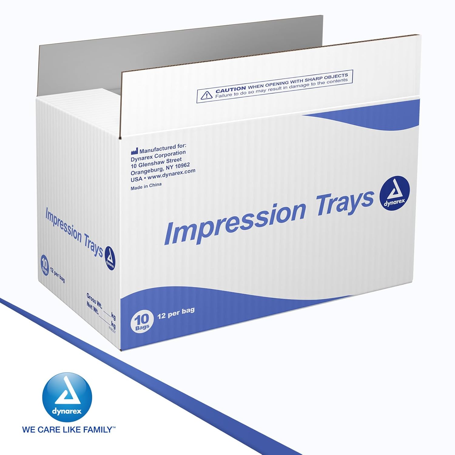 Dynarex Dental Impression Trays - Perforated Dental Tray, Ergonomic Handles - No Natural Rubber Latex - Medium Lower Size No. 4-12 Pieces per Bag, 10 Bags per Case