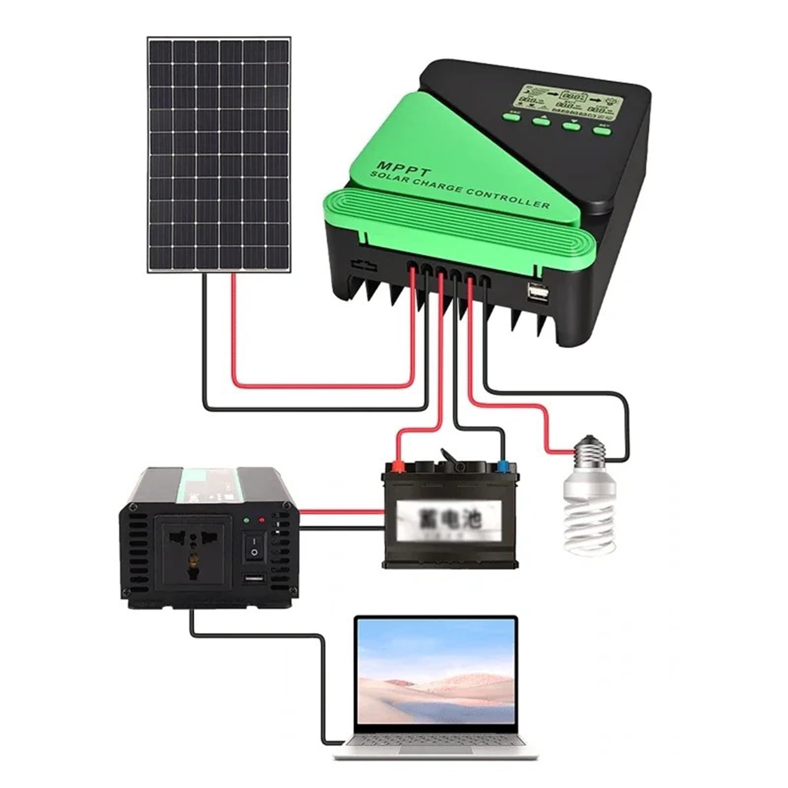 Eficiente regulador de carga solar MPPT conmutación automática de 12 V 24 V para sistemas fotovoltaicos de hasta 60 A, regulador de capacidad de carga