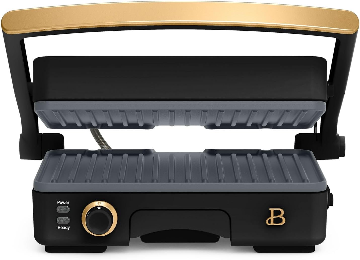 2-in-1 Panini Press and Indoor Grill, 1200W Electric Sandwich Maker with Non-Stick Plates, Adjustable Temperature up to 450F, Floating Hinge, Cool-Touch Handle, Removable Drip Tray, Compact Countertop