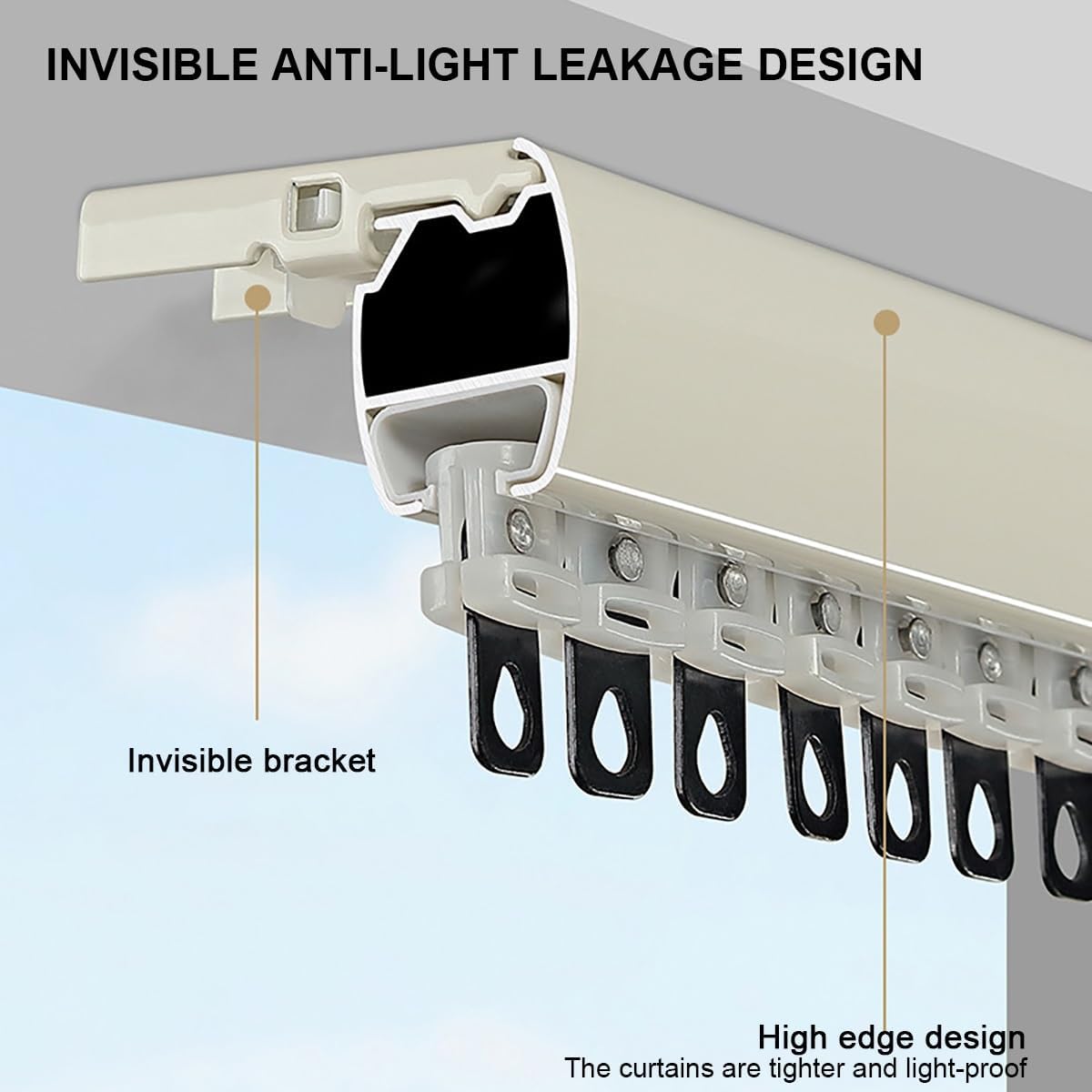 Heavy Duty Aluminum Curtain Track - 9.8ft Ceiling Mount Rail Set with Silent Rollers for Room Dividers - White Finish (Also Available in Blue, 220cm/7.2ft)