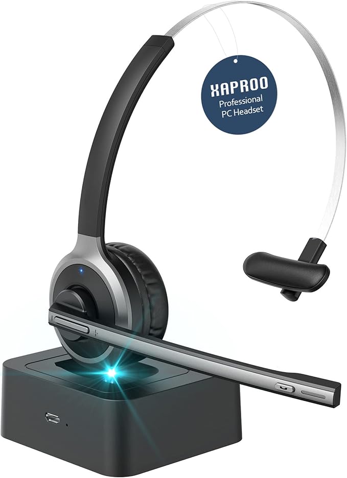XAPROO Wireless Headphones with Microphone, Computer Headset 216H Working Time with Charging