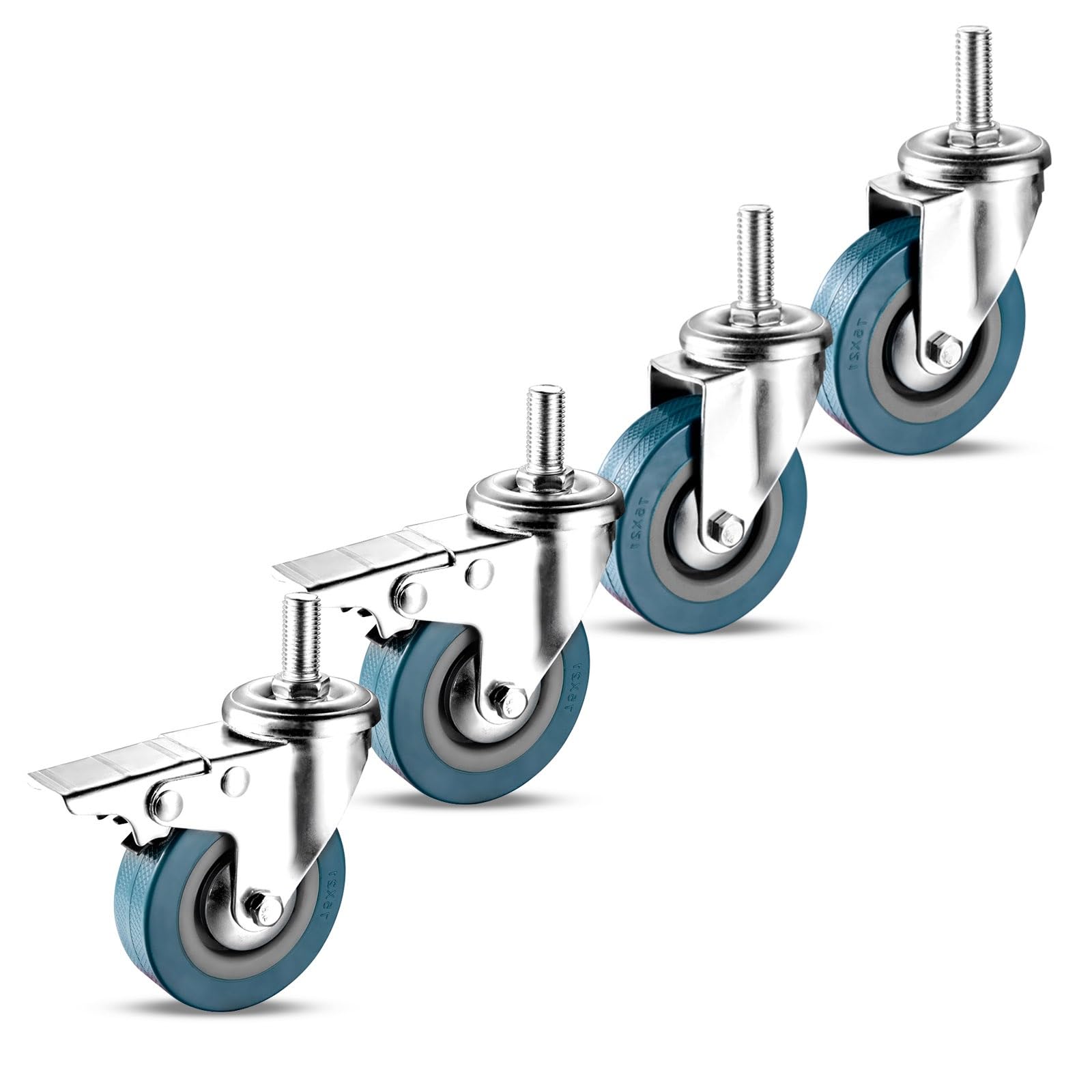 Roulettes de meuble pivotantes à tige filetée pour boîte à outils lot de 4