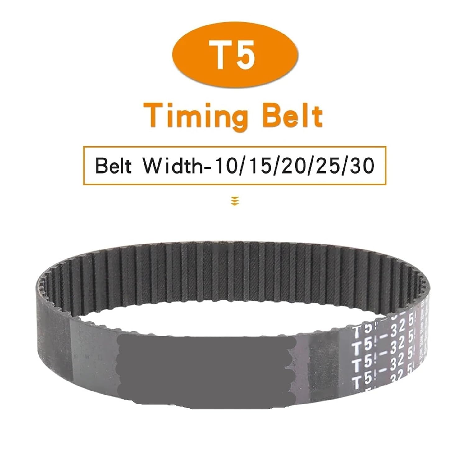 Timing Belt T5-320/325/330/340/345/350/355/365/375/390/400 Trapezoidal Tooth Belts Width 10/15mm(T5x325-65T-325 mm,15mm)