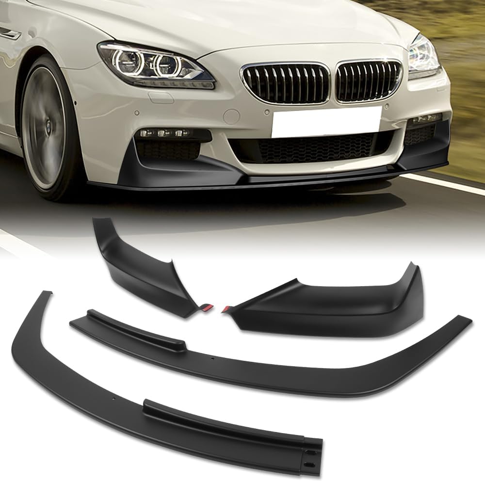 4pcs Front Bumper Lip Spoiler Body Kit Compatible with 2012-2018 BMW 6-Series F06 F12 F13 M-Sport Bumper Only 2013 2014 2015 2016 2017 (Matt Black)