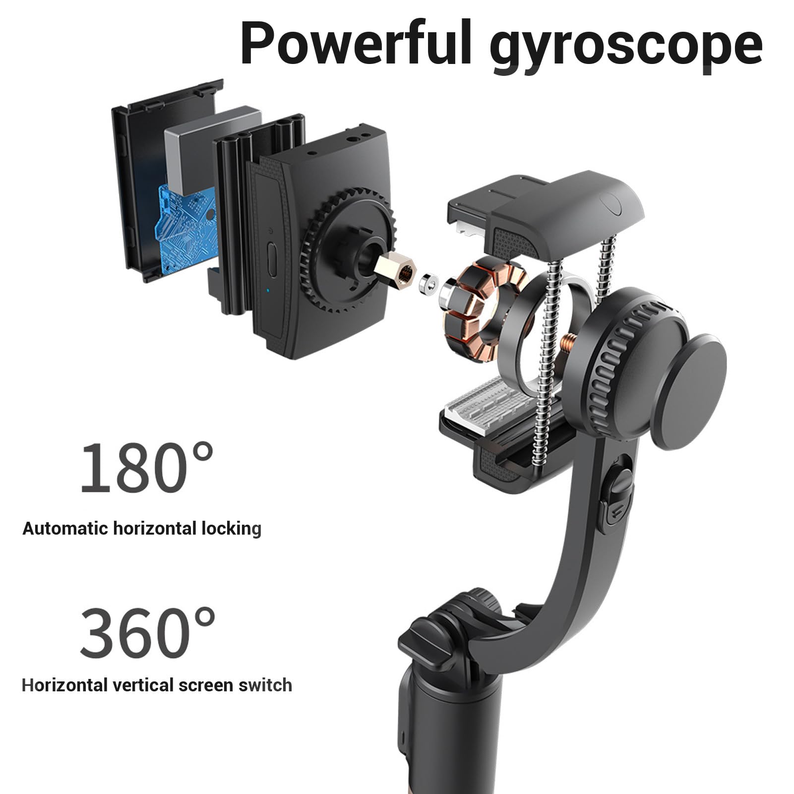 Stabilizator Gimbala do Telefonu, Składany Gimbal do Smartfona z Pilotem, Regulowany Zacisk 360°, Wysuwany Drążek do Selfie,Statyw do Telefonu Zapobiegający Wstrząsom do Vlogowania