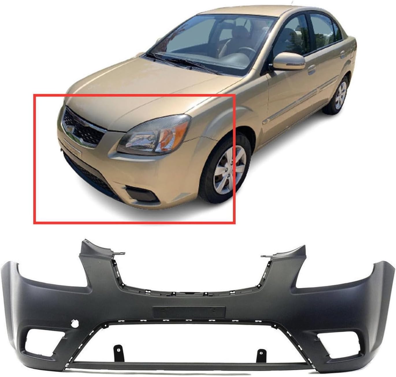 FitParts Compatible With Front Bumper Cover 2010 2011 Kia Rio Sedan Hatchback KI1000151 Base EX LX SX. Ready to paint. 865111G600