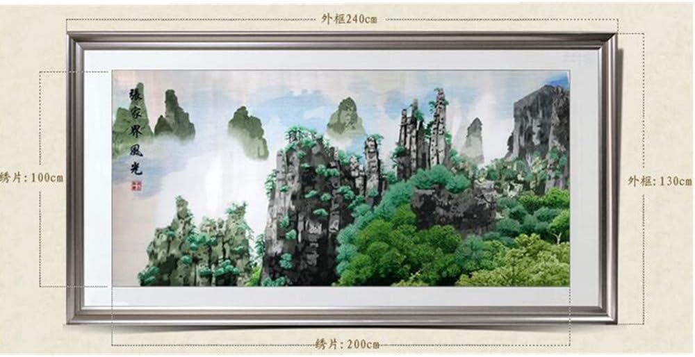 Wall Art Zhangjiajie Handmade Embroidery with Frames Wall Art Decorative for Living Room and Office Home Decor 77 x 34 inches