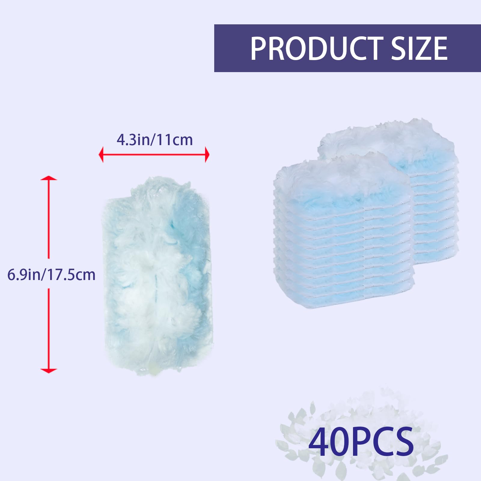 40 recambios desechables para plumero, electrostático, esponjoso, para limpieza, recambios de repuesto a granel para hogar, oficina, techo, superficie de techo, esquina