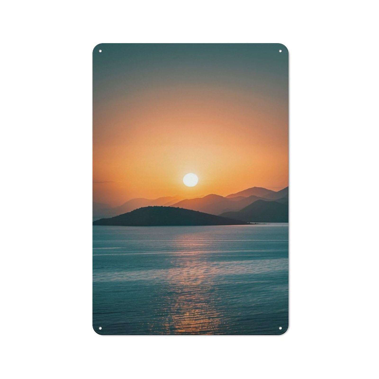Junmoney Sunset Serenity Seas Metal Plaque 30X20cm With For Hallway Wall, Retro Decor, For Wall Display Collectors