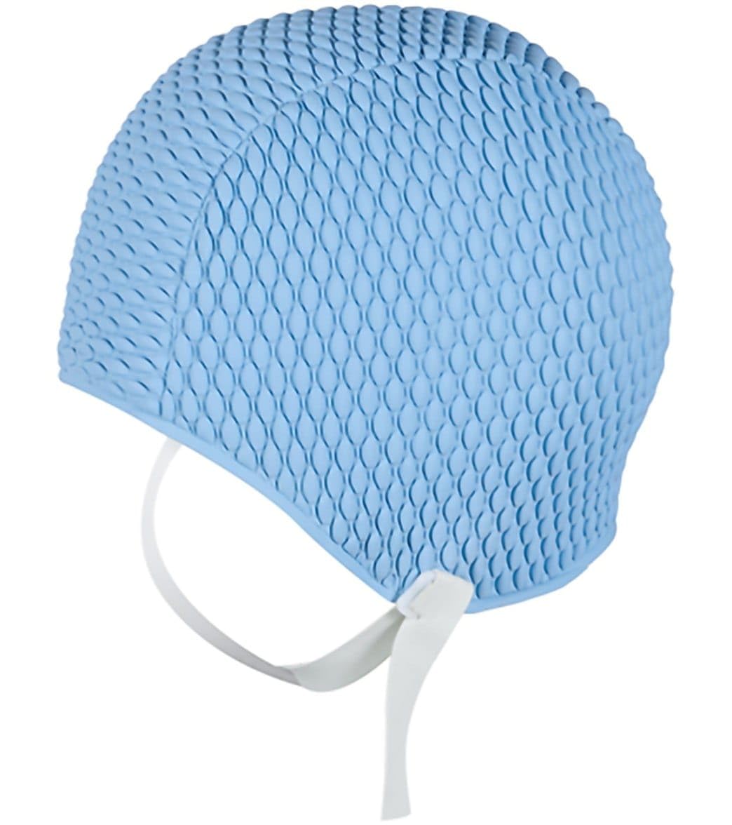 Sporti Bubble Swim Cap with Chin Strap Comfortable Hair Protection and Secure Fit Vintage Swim Cap Design Sky Blue โ image 1