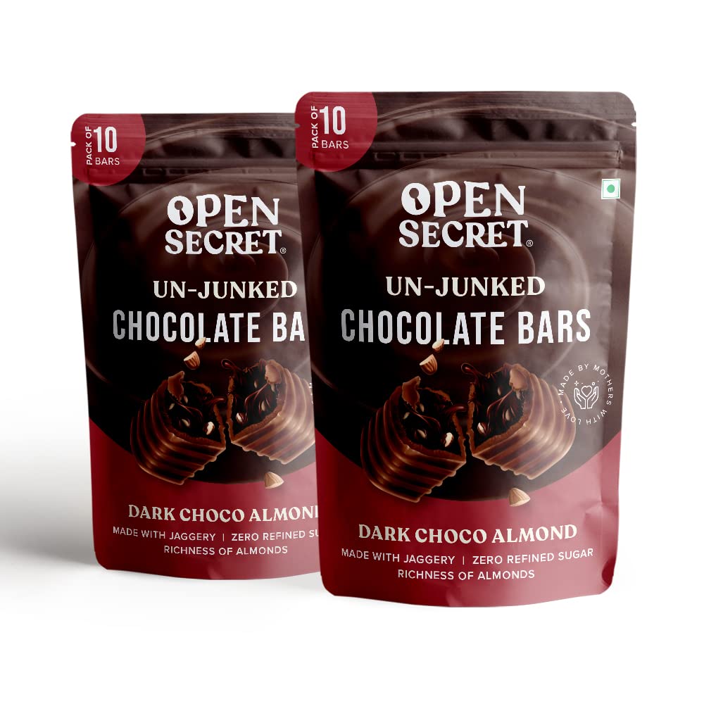 Open Secret Dark Chocolate Gift Pack Box Hamper Bar | Healthy Premium Snacks Item For Kids Family | Wedding Birthday | No Refined Sugar | Pack of 2-10 Chocolate Bar Each,310gram