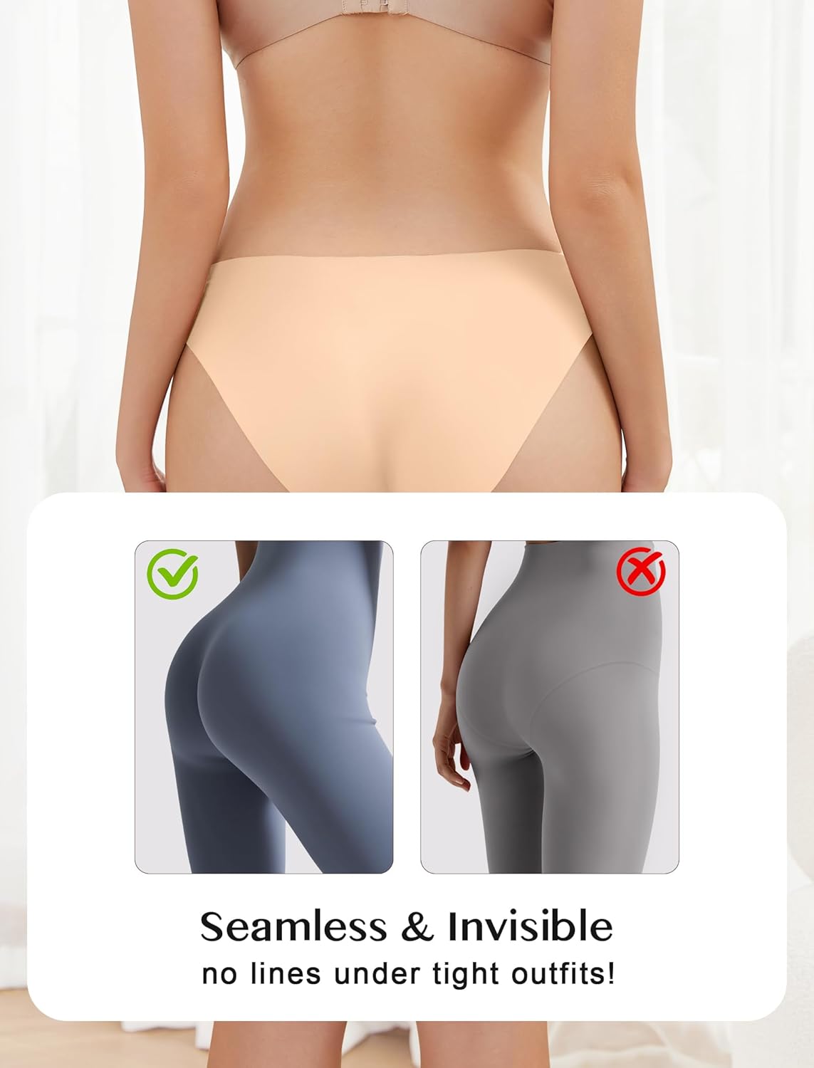 ANSUKOO Women's Seamless Bikini Underwear 6Pack,No Show Ladies Hipster Panty, No Line Silky Undies,Invisible Multipack Briefs - Image 4