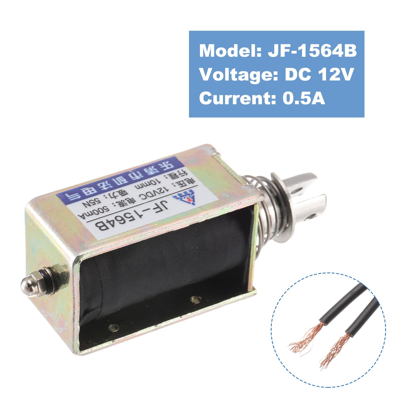 QUARKZMAN DC 12 V 0,5 A Solenoid elektromagnes typu ciągnięcia 55N 10 mm skok elektromagnetyczny siłownik otwarta rama, ruch liniowy JF-1564B magnes elektromagnes