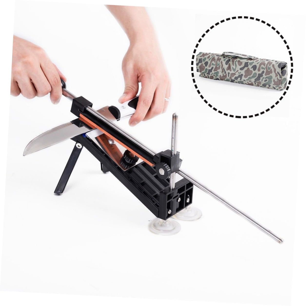 Affilatrice Da Cucina Con Angolo Fisso Temperamatite, Pietre Abrasive 180#-1500# in Acciaio Inox e Plastica Abs, Per Coltelli Di Tutte Le Dimensioni, Facile Da Montare e Pulire