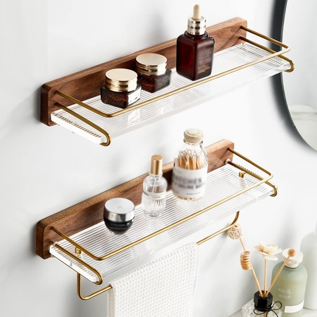 Shower Caddy Bathroom Shelves, Wall Shelves with Towel Bar,Wall Mounted Bathtub Organizer Bathroom Organizer (Size : Rod 50cm)