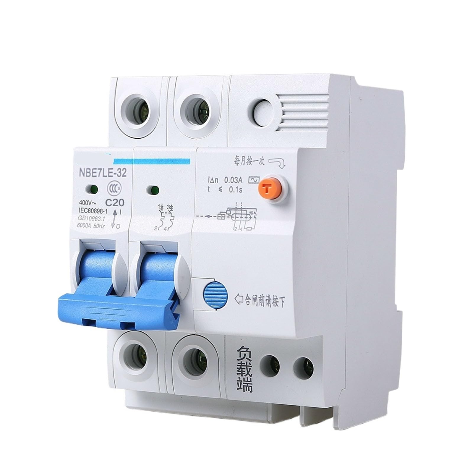Wyłącznik różnicowoprądowy do gospodarstwa domowego z ochroną Circuit Breaker NBE7LE 2P 16A 20A 25A 32A 40A 63A (1P i N,40A)