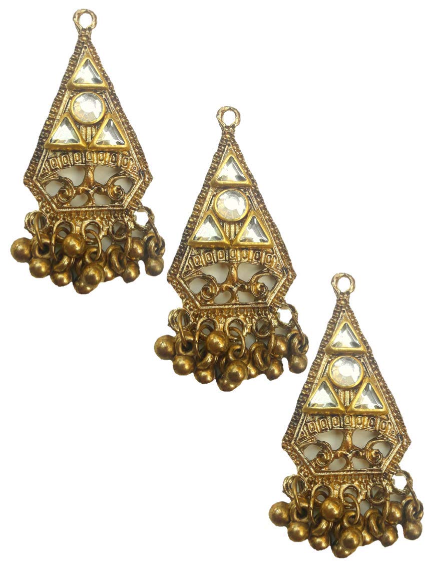 Paushak Boutique Beautiful Antique Triangle Moti Button for Indian Dresses for Kurties,Gowns and Party Wears Dresses (Piece of 4)