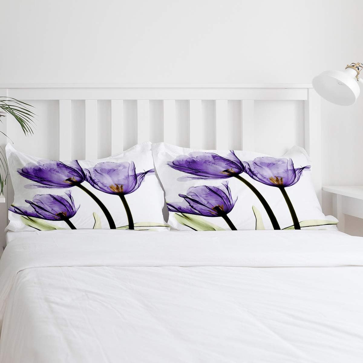 Gеt Dіѕсоunt оƒƒеr 4-Piece Bedding Sets, Elegant Tulip Purple Flower Comforter Set - Duvet Cover, Bed Sheets, Pillow Cases for Childrens/Kids/Teens/Adults, King Size