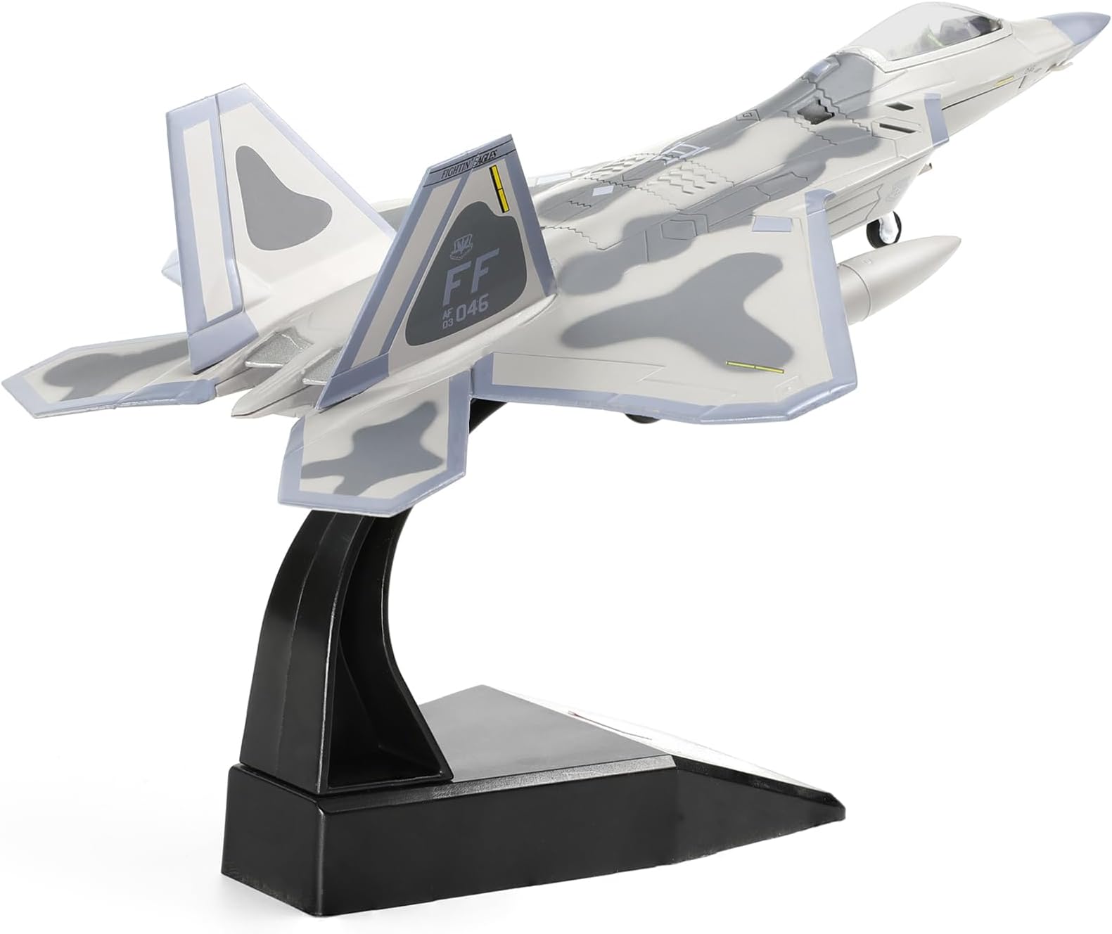 F22 Raptor 1/100 Scale Diecast Metal Fighter Jet Model Stealth Combat Airplane Air Force Aircraft Alloy Model with Stand for Adult Military Collections or Gift (FF 03046)