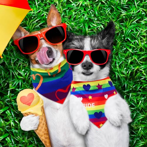 Chicingyou 48 Pcs Pride Dog Bandanas LGBT Pet Scarves with Rainbow Color Rainbow Stripe Dog Cat Bandana for Boys and Girls Summer Holiday Triangle Scarf for Medium Pet Costume Accessories by Chicingyou - Image 6