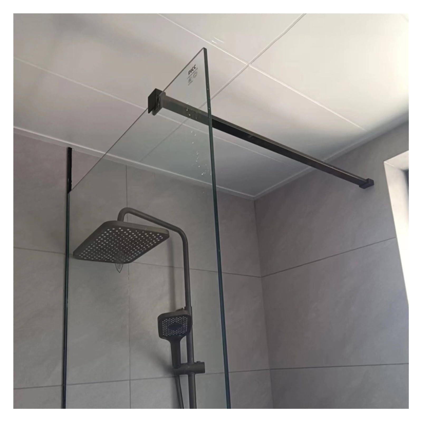 Haixhx Black Wall-To-Glass Support Rod & Bracket, Frameless Shower Glass Stabilizer Bar, Bathroom Repair Hardware Compatible For 8–12Mm Glass Panels(,800Mm/32In)