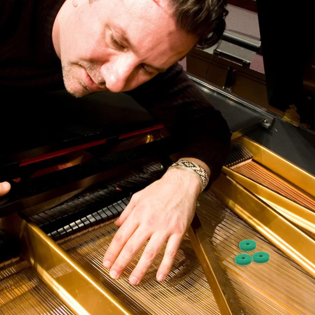 Confezione da 90 punzonature in feltro verde per regolare la guida anteriore e bilanciare la tastiera del tuo pianoforte - parti di riparazione di alta qualità con rondelle da 22 mm.