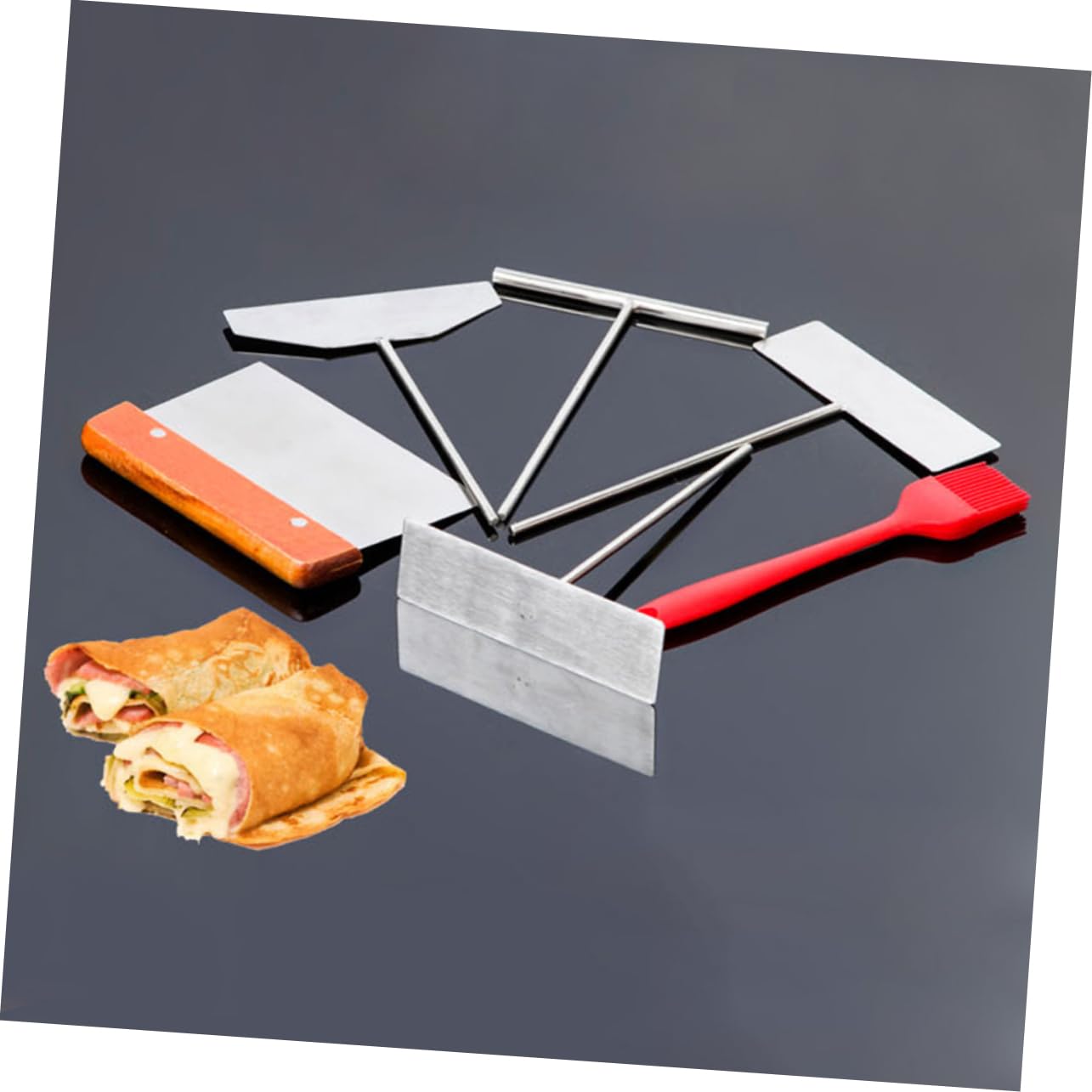 DECHOUS Stainless Steel Crepe Rake Butter Spreading Tool Large Pancake Spreader for Frying Pan Skillet for Restaurant Quality Crepes Lightweight Cooking Utensil