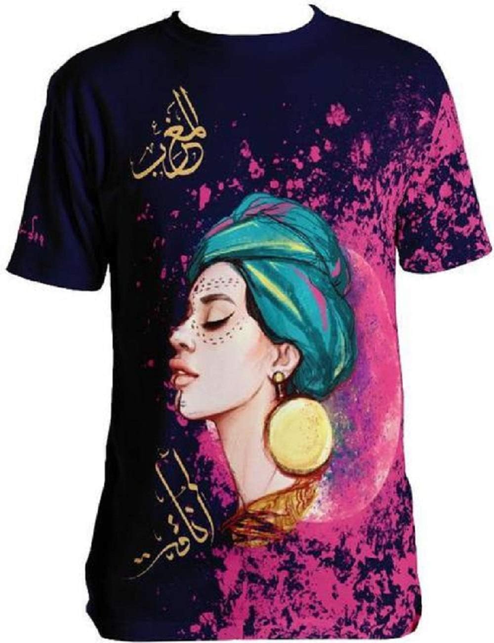 MOJATIAisha Short Sleeve Crew Neck Unisex Hipster Hip-Hop Urban Premium Luxury Fashion Graphic T-Shirt Navy