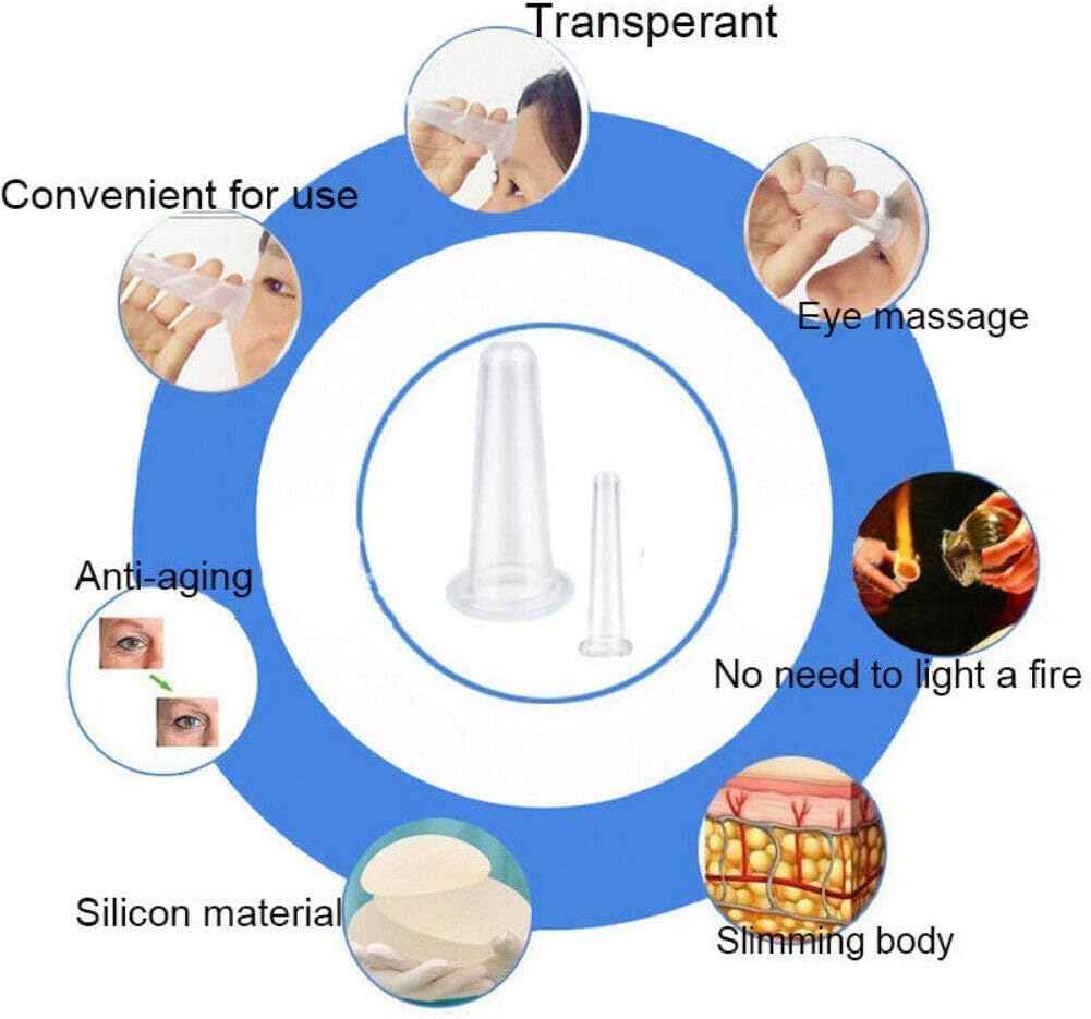 4 Stück Facial Schröpfen Therapie Set Anti Cellulite, Silikon Vakuum Schröpfbecher für Gesicht und Augen Schröpfen Massage Manuelle Rückenmassagegeräte (2 Klein + 2 Groß) (Rosa)