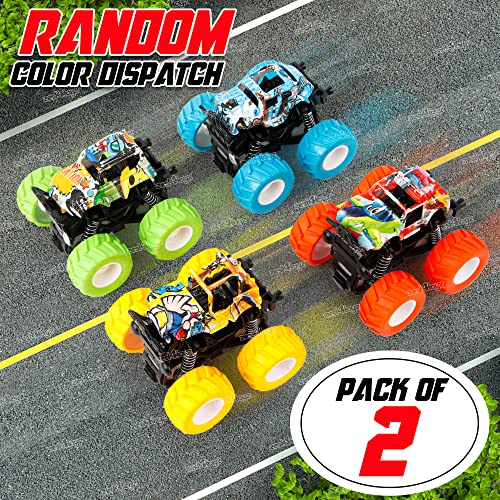 Image of Zest 4 Toyz Friction Powered Cars for Kids 4WD Mini Monster Trucks Big Rubber Tires Baby Boys Super Cars Blaze Truck Children Gift Toys Multi Color (Set of 2)