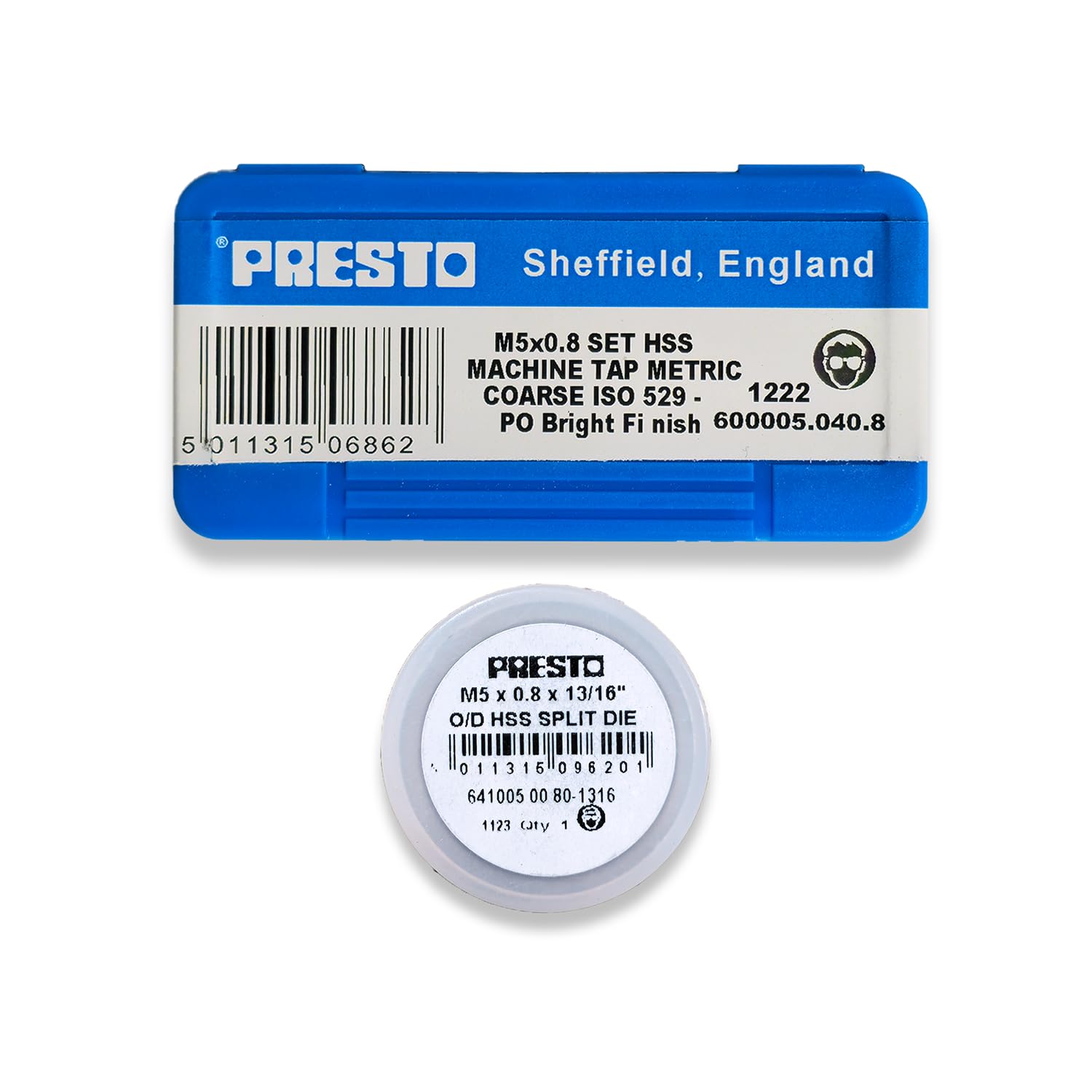 Rdgtools Presto M5 X 0.8 Hss Metric Hand Tap Set (Pack Of 3) 600005.040.8 & M5 X 0.8 Hss Split Die 641005.00.80-1316 From