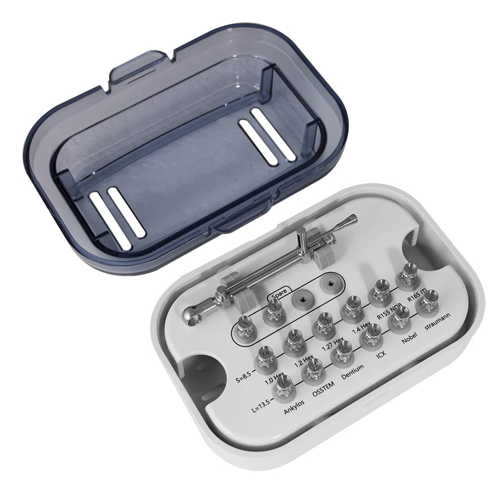 Dental Implant Torque Wrench Ratchet Universal 10-70NCM with Drivers & Wrench（14 pcs Drivers）