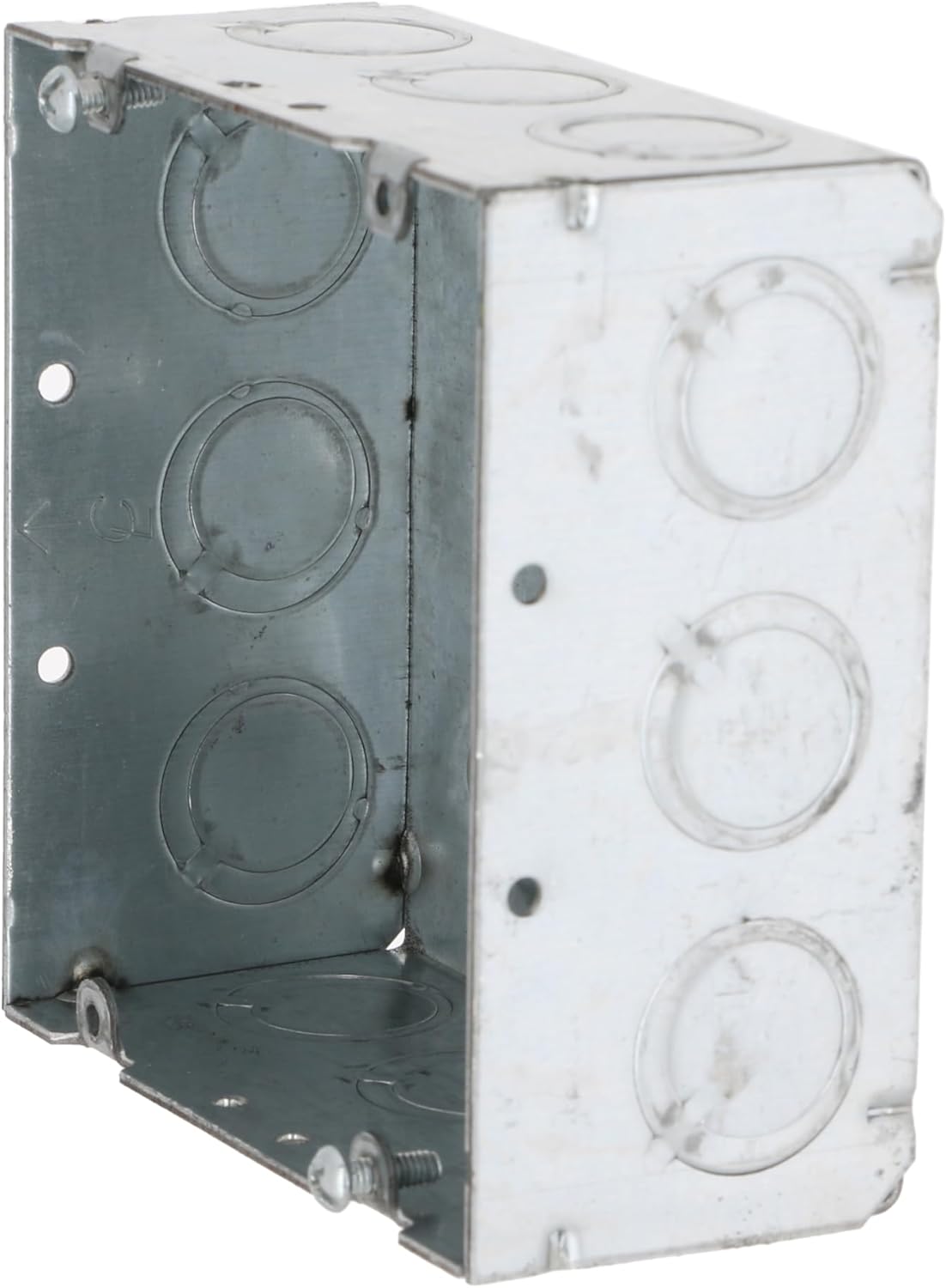 RACO 8257SP 4-11/16 in. Welded Square Box, 2-1/8 in. Deep with One 1/2 in. KO & Fifteen TKO's, Raised Ground, 20-Pack,Gray