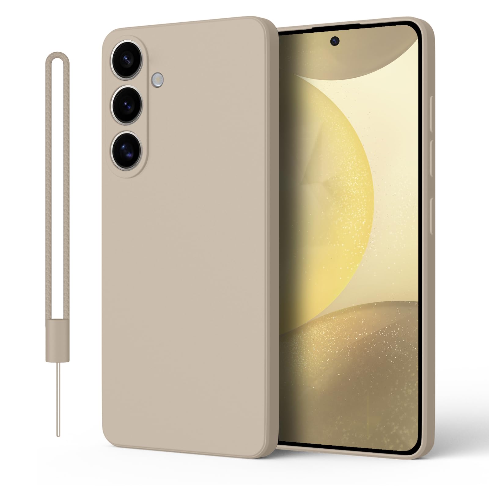 ORDA für Samsung Galaxy S24 Hülle Silikon Case, Handyhülle für Samsung S24 5G Dünn Straight Edge, Kameraschutz und Bildschirmschutz, Kratzfeste Hülle für Samsung Galaxy S24 Cover Khaki