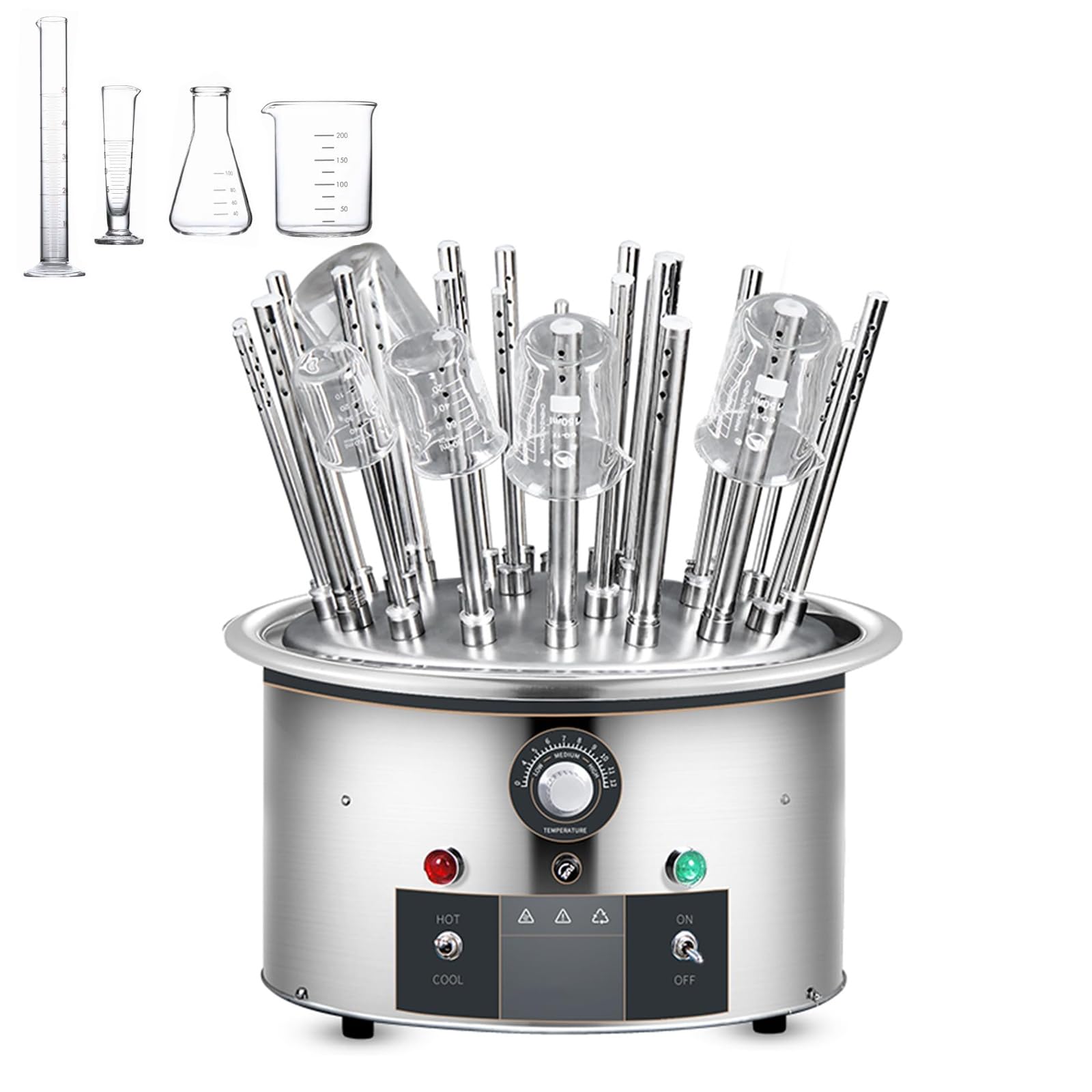 Escurridor eléctrico de laboratorio de 800 W, escurridor para botellas de agua, adecuado para vasos de precipitados, tubos de ensayo, pipetas y diversos materiales de vidrio de laboratorio.(12 hole)