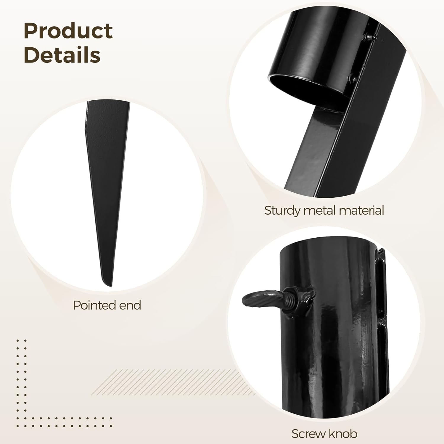 6 PCS Outdoor Light Stakes for Tiki Torch Stand, Ground Stakes for Torch Lamps, 10.75‘’ Metal Stakes for Solar Lights Metal Ground Spike Replacement Stakes - Image 3