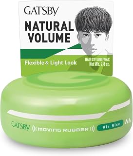 GATSBY Moving Rubber Air Rise Hair Wax - Ultra Volume, Light Soft Finish for Medium Hair, 80g Made in Japan