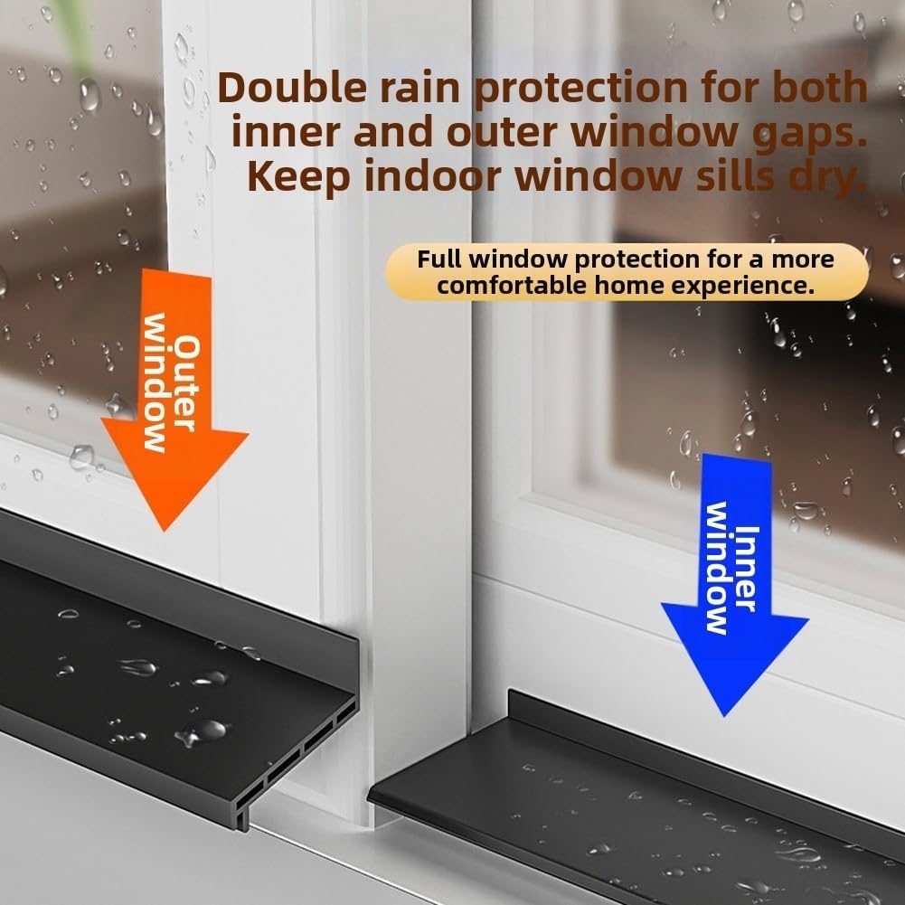 1,1 m langes Regenschutzband für Fenster, bietet eine Schicht Schutz gegen Regen ohne Veränderung für Fensterbetrieb (B-L)