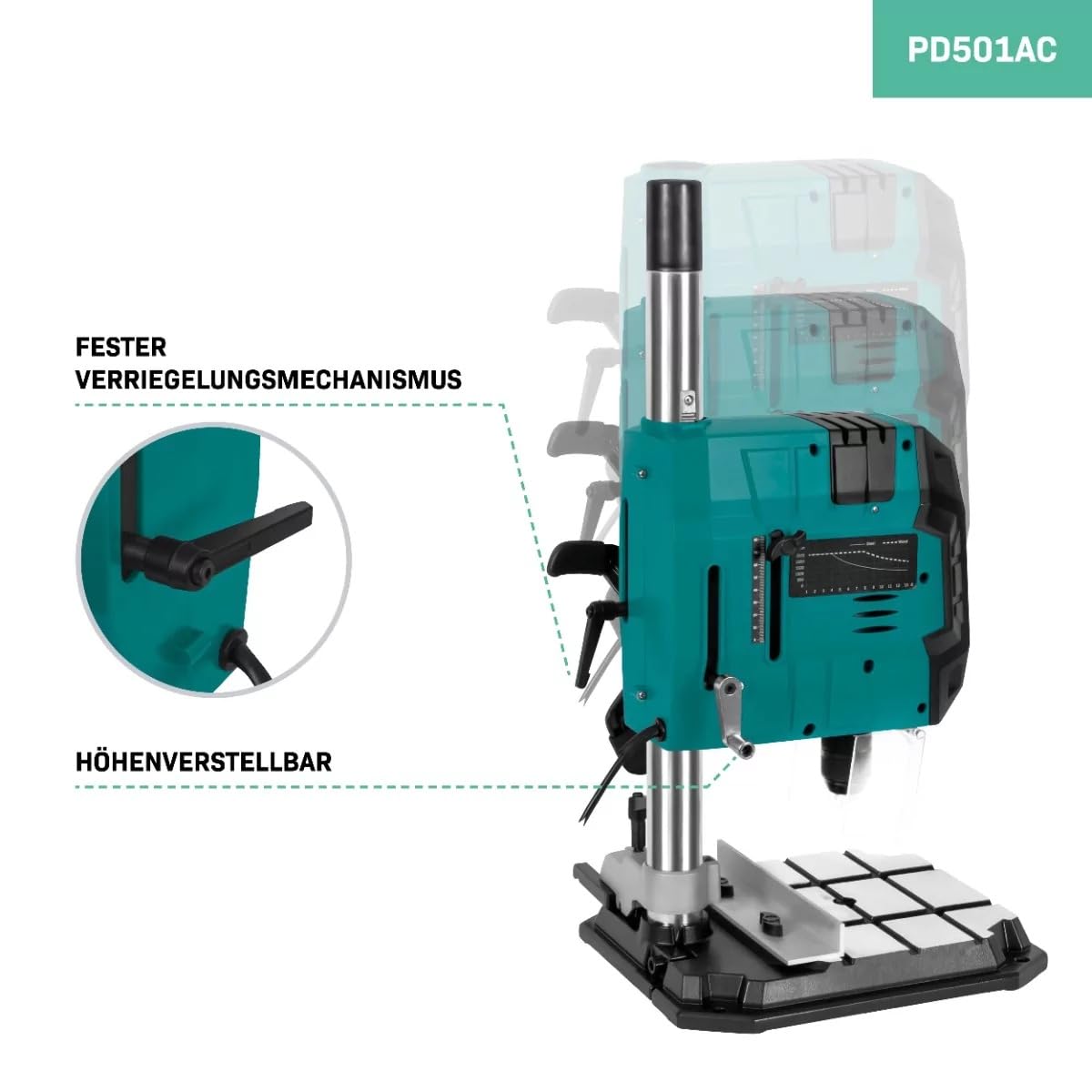 VONROC Standbohrmaschine 900W – Tischbohrmaschine – Ständerbohrmaschine - Digitales Bedienfeld mit LCD – Holz 40mm/Stahl 13mm – Kreuzlinienlaser und LED-Licht – Inkl. Zubehör