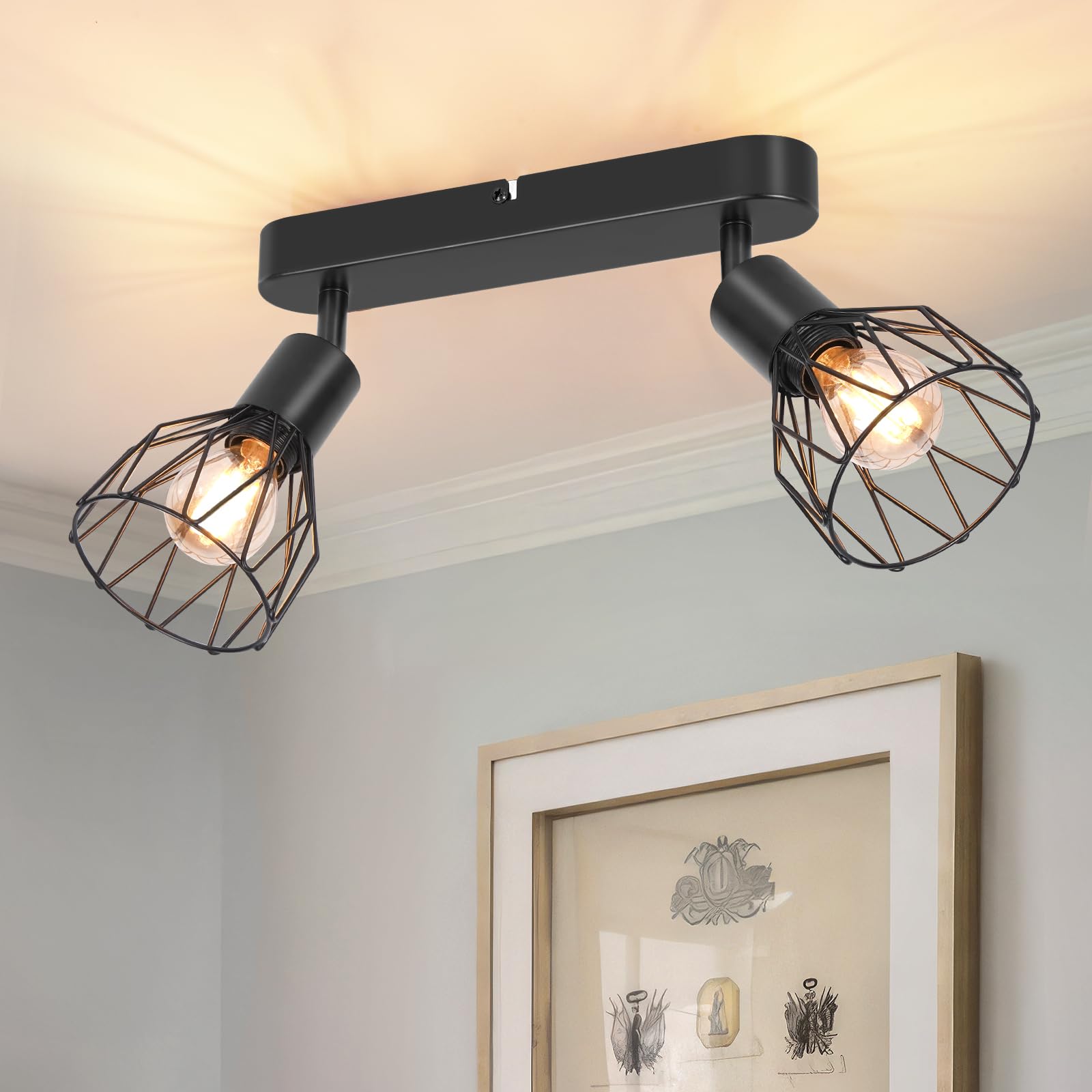 Deckenstrahler, Schwarz, 3 bewegliche Spots, 44 cm x 19 cm Deckenstrahler, Schwarz, 3 bewegliche Spots, 44 cm x 19 cm