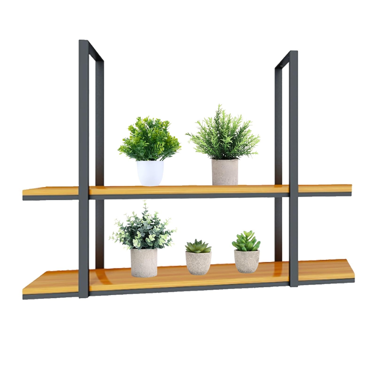 Support de pot de fleurs et étagères flottantes en bois 2 niveaux stables au plafond