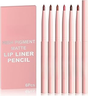 6 Colors Brown Lip Liner Set for Women - Dark Red Nude Waterproof Lip Liner Pencils for Defining & Filling Lips, Long-Last...