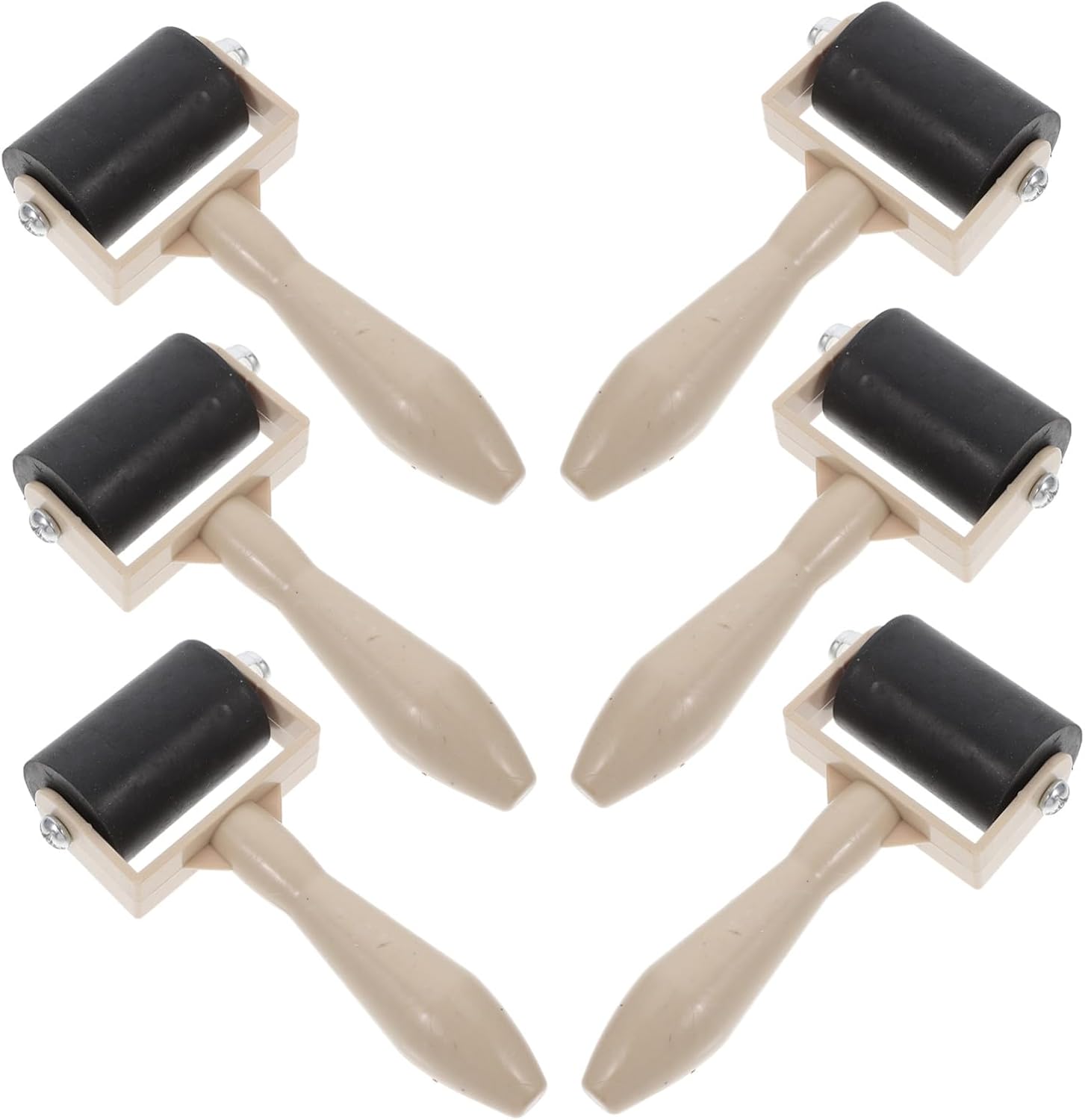 6 Pack Ink Rollers for Printmaking, Rubber Plastic Craft Tool