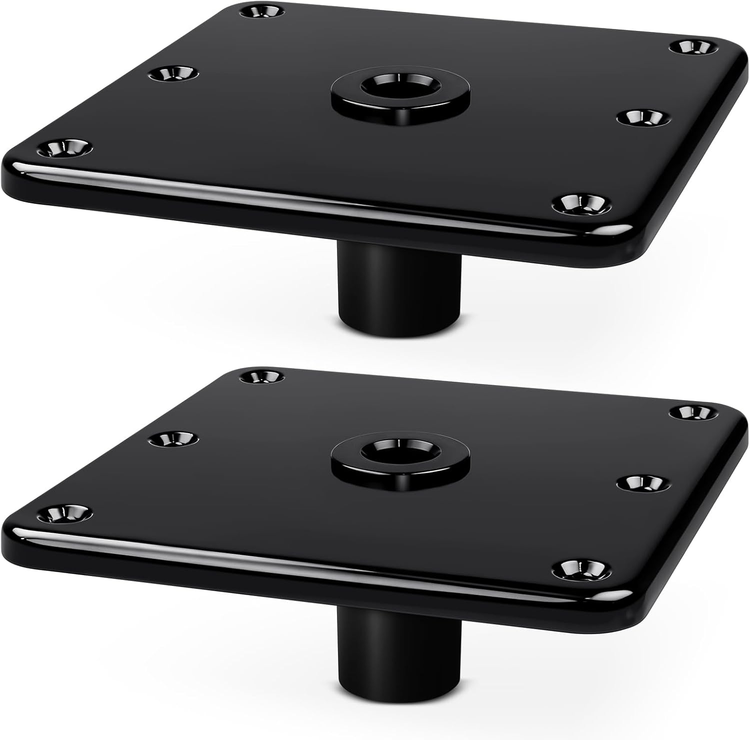 2PCS Boat Seat Base Mount, 7”x7”Aluminum Boat SeatPedestal Plate for 3/4" Pin Post Socket，Marine Base Pedestal Bracket for Most Marine Fishing Pontoon Bass,Black
