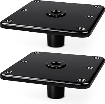 2PCS Boat Seat Base Mount, 7x7Aluminum Boat SeatPedestal Plate for 3/4 Inch LockN-Pin Post Socket,Marine Base Pedestal Bracket for Most Marine Fishing Pontoon Bass,Black