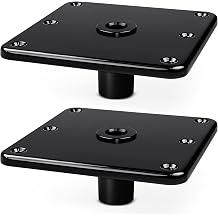 2PCS Boat Seat Base Mount, 7x7Aluminum Boat SeatPedestal Plate for 3/4 Inch LockN-Pin Post Socket,Marine Base Pedestal Bracket for Most Marine Fishing Pontoon Bass,Black