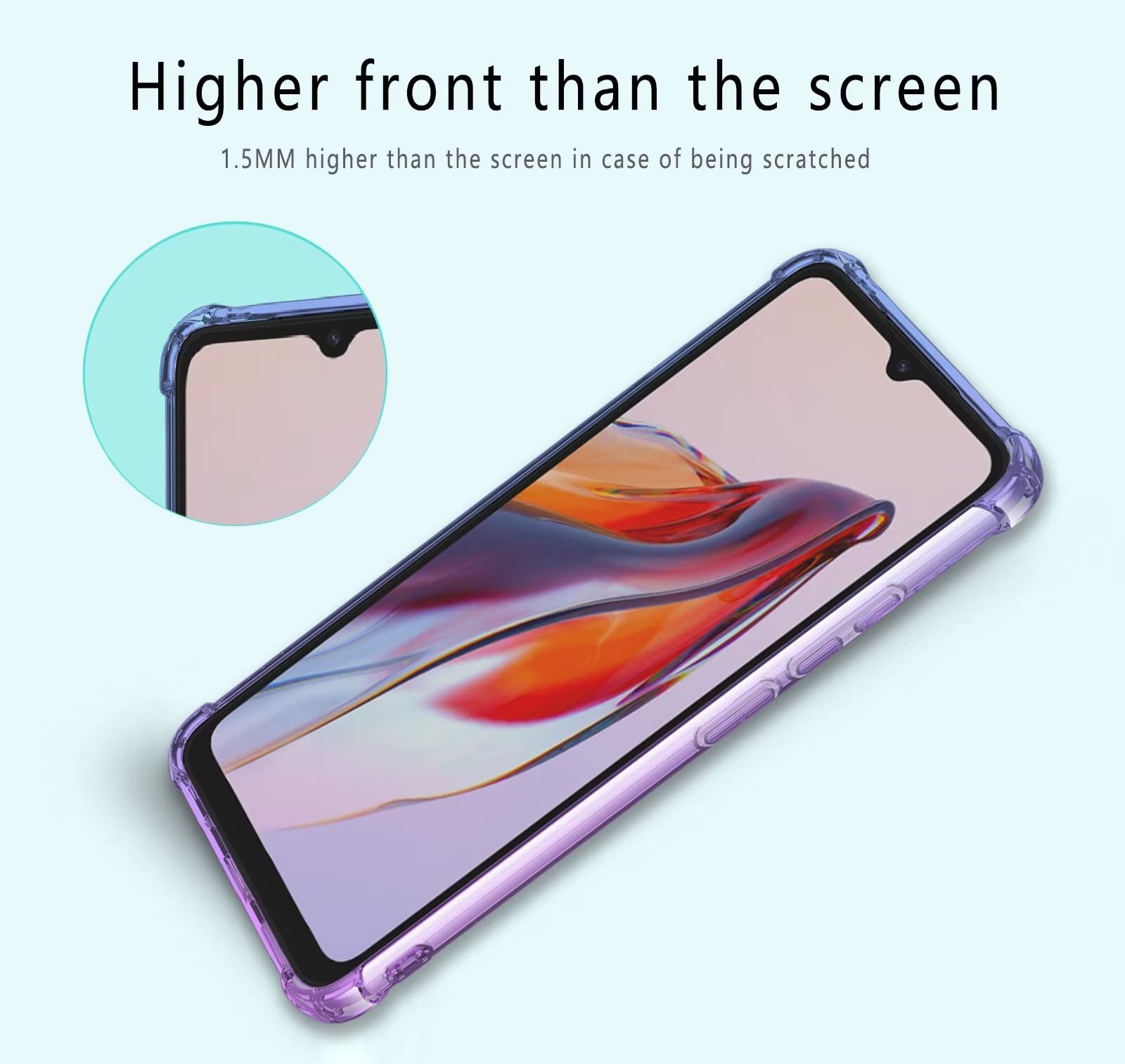GOKEN Cover per Xiaomi Redmi 12C / Redmi 11A + 2 Vetro Temperato, Silicone TPU a Gradiente Colori Custodia, Soft Rubber Protettiva Case, Antiurto Antiscivolo Protezione Shell, Rosa/Verde