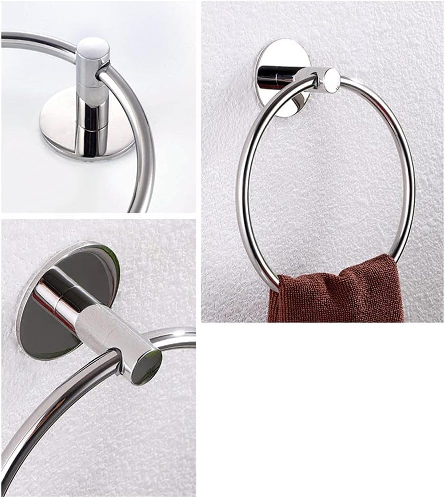 304 Stainless Steel Free Punch Towel Ring Simple Round Towel Rack Bathroom Towel Hanging Ring Easy to Clean-C1 Stainless Steel Bath Towel Rack Towel Ring (C1)